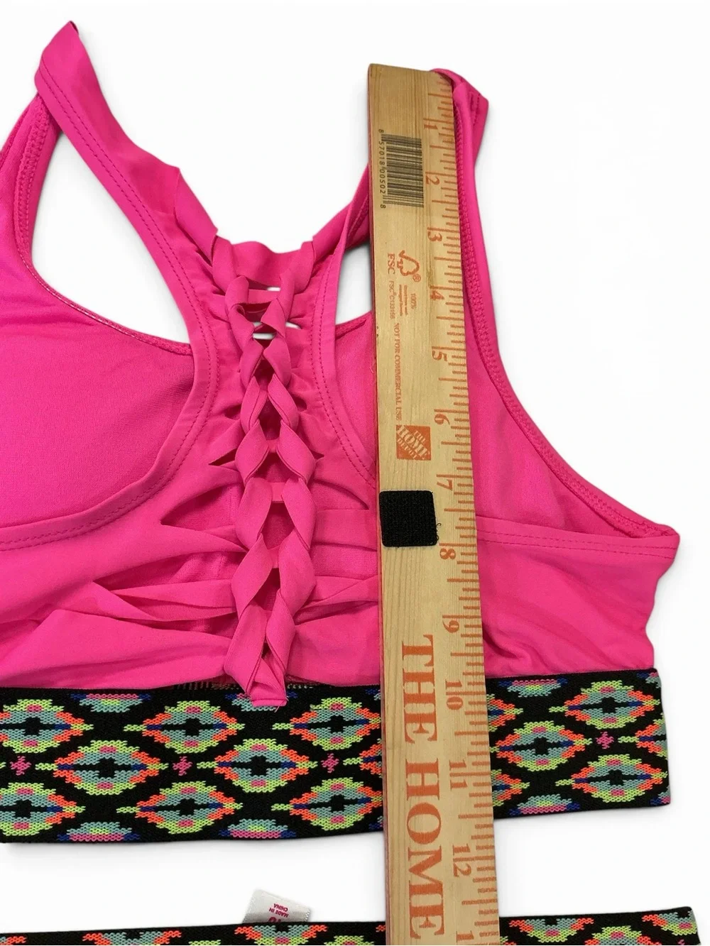 Bright Pink Woven Weave 2 pc. Bikini w/ Patterned Elastic Banding NWOT Size 16